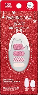 Glaze Nail Strip Set - Rose Holiday - Long Lasting, Chip Resistant, Semi-Cured Gel Nail Strips - Holiday Gel Set - 4-Piece Manicure Kit with 32 Strips