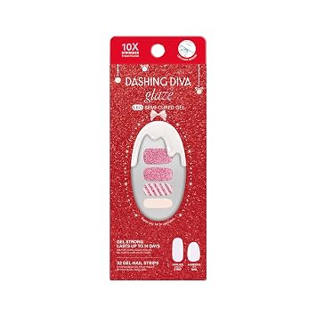 Dashing Diva Glaze Nail Strip Set - Rose Holiday - Long Lasting, Chip Resistant, Semi-Cured Gel Nail Strips - Gel Set - 4-Piece Manicure Kit with 32 Strips