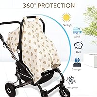 Vista 6 de Car Seat Cover Baby Girls Boys, Summer Cotton Baby Car Seat Cover for Carseat, Comfortable Muslin Nursing Cover, Soft Baby Blanket, Breathable