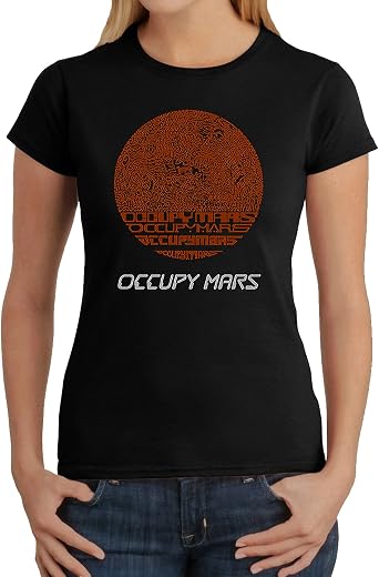 LA POP ART Womens Word Art T-Shirt - Occupy Mars