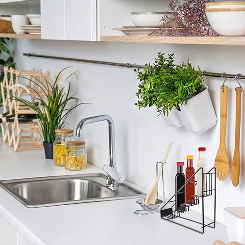 Miniatura 2 de Yardwe Soporte para botella de jarabe de acero negro, 10 pulgadas