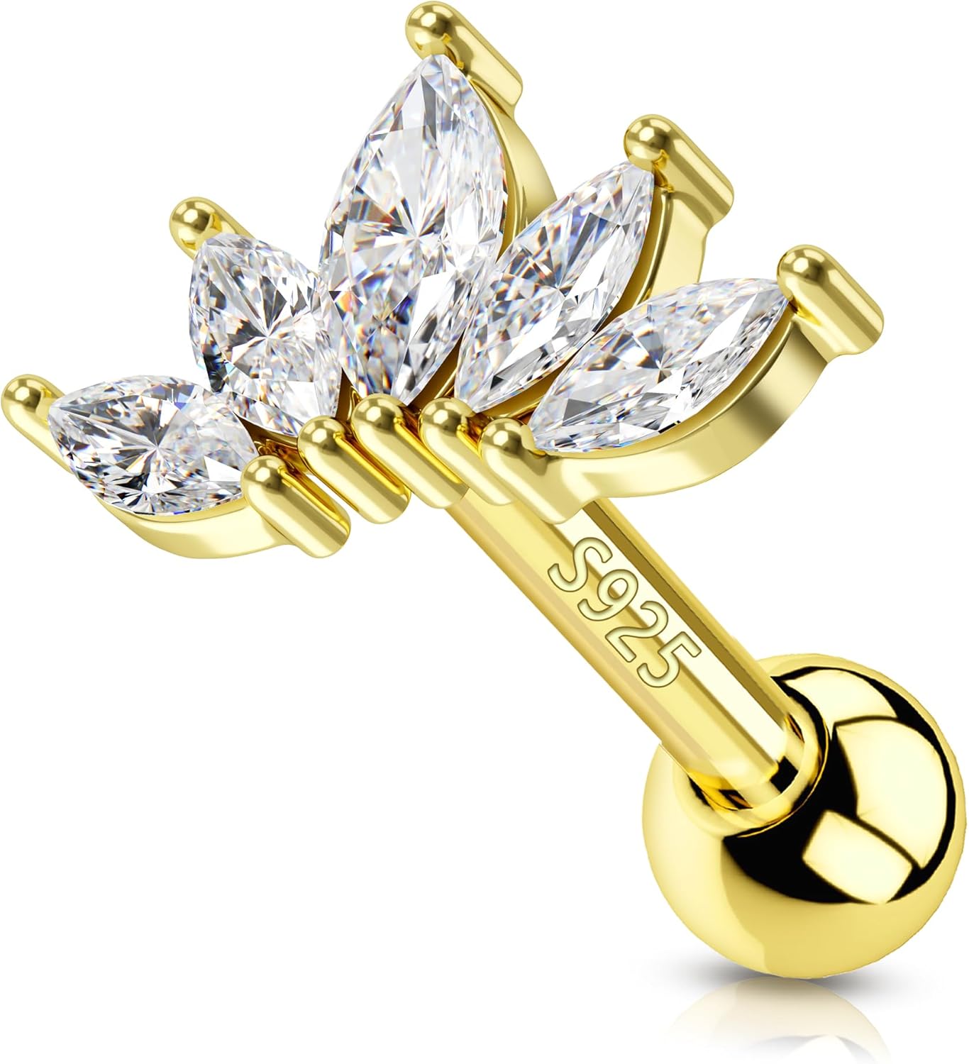 COCHARM 925 Sterling Silver Cartilage Earrings 18g Helix Conch Earrings Cartilage Stud Forward Helix Piercing Jewelry for Women