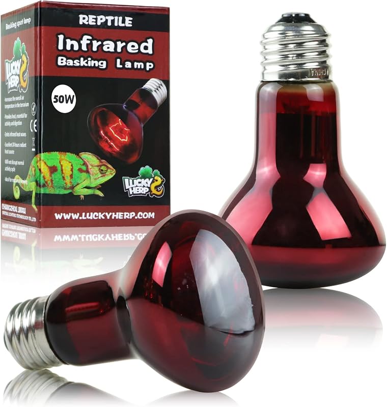 Lâmpada de Aquecimento Infravermelho para Répteis LUCKY HERP 50 W, Base E26, 2 Unidades