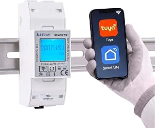 Eastron SDM230-WIFI-MID Energiezähler – Einphasiger 100A DIN-Schienen WLAN-Stromzähler – Fernablesung per Tuya & Smart Life App, keine Abogebühren, MID-zertifiziert