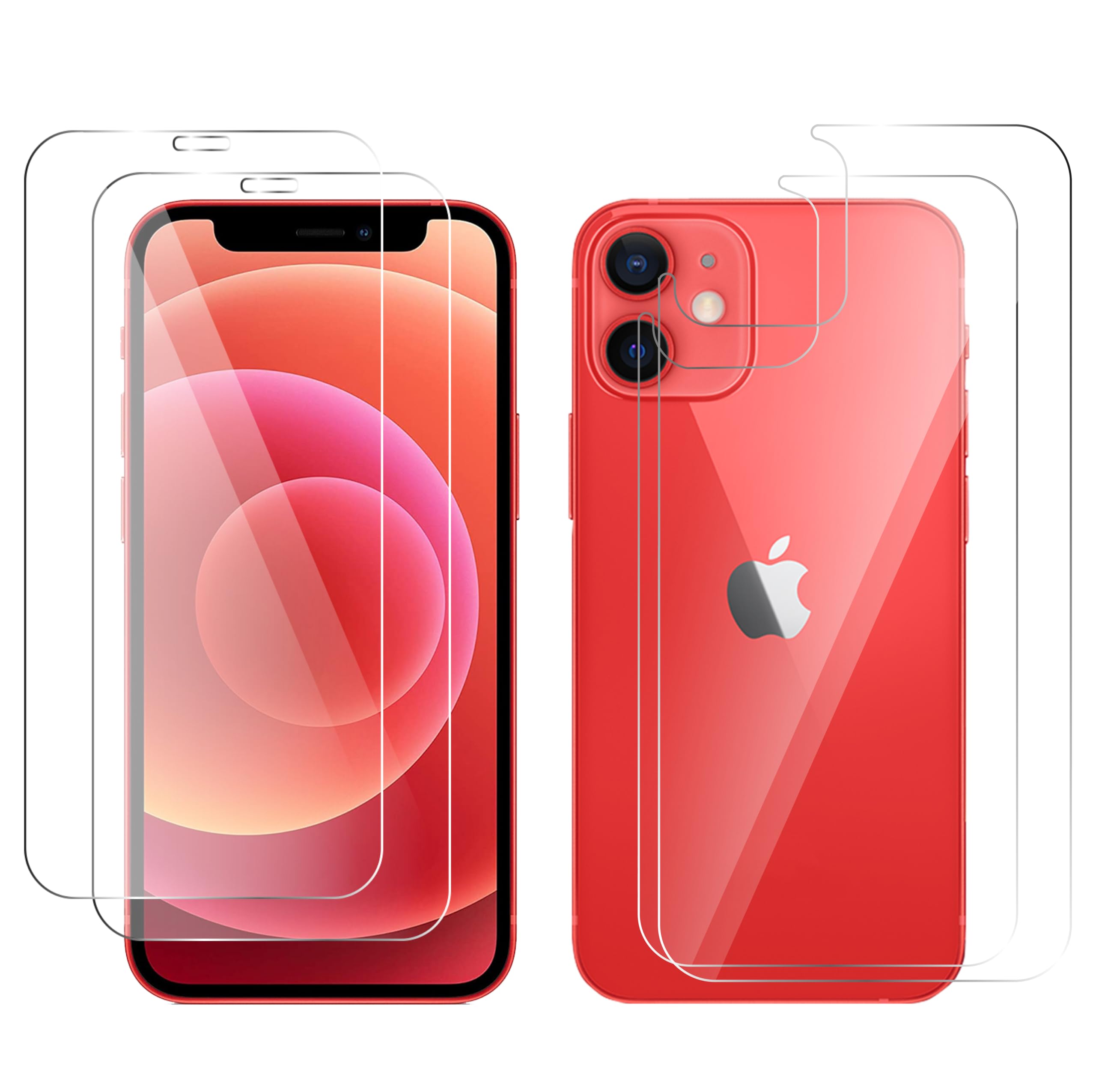 QUITECO Pellicola Vetro Temperato Display + Vetrino Retro per iPhone 14 [2+2 PEZZI] 2 Pellicole Schermo e 2 Vetri Posteriore