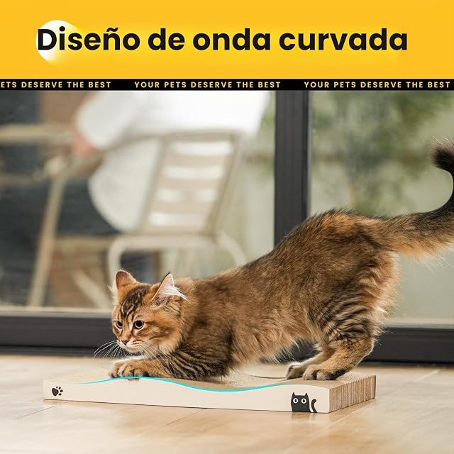 Foto 3 de 8 de Conlun Rascador para Gatos, Cartón Ondulado Resistente, Rascador Durable de Doble Cara para Gatos de Interior
