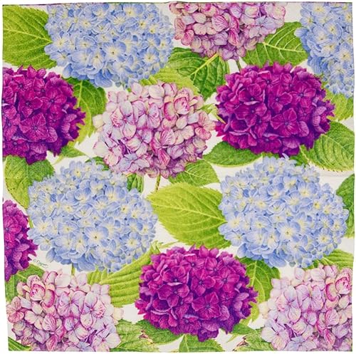 Miniatura 6 de Caspari Servilleta de cóctel de hortensias para jardín, multicolor
