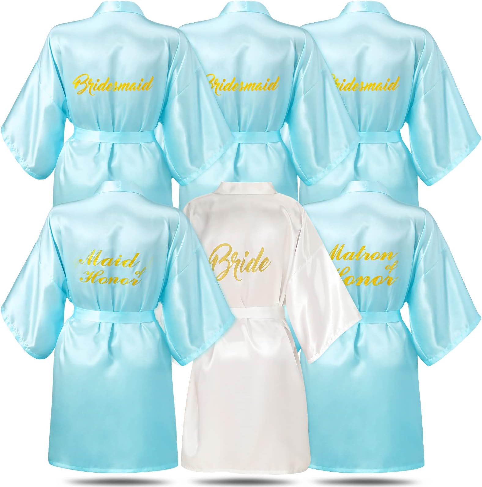 Janmercy6 Pieces Bridesmaids Robes for Wedding Bridal Robes Matron of Honor Maid of Honor Robe Wedding Robes for Bridal Party Gift