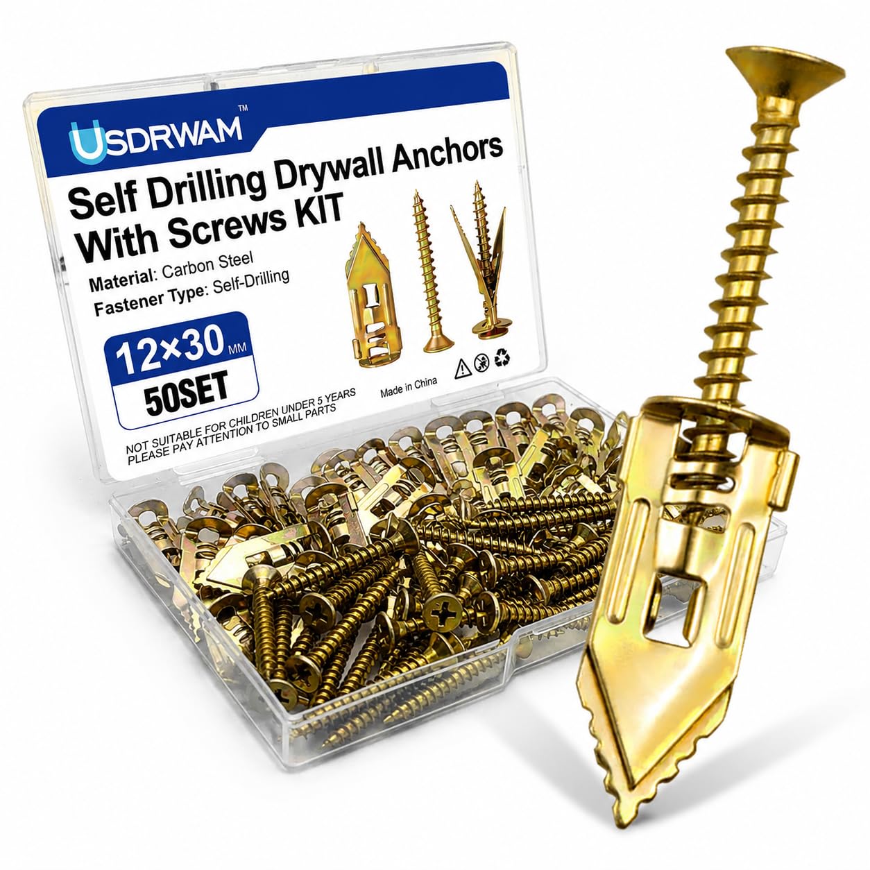 60PCS Self-Drilling Drywall Anchors with Screws, Metal Wall Anchors