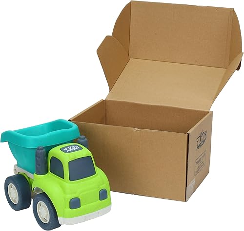 Miniatura 2 de Zing Plantastic City Vehicles - Paquete individual (tamaño grande) - Camión volquete - Azul - Hecho de 40% material de paja de trigo - Juguete de