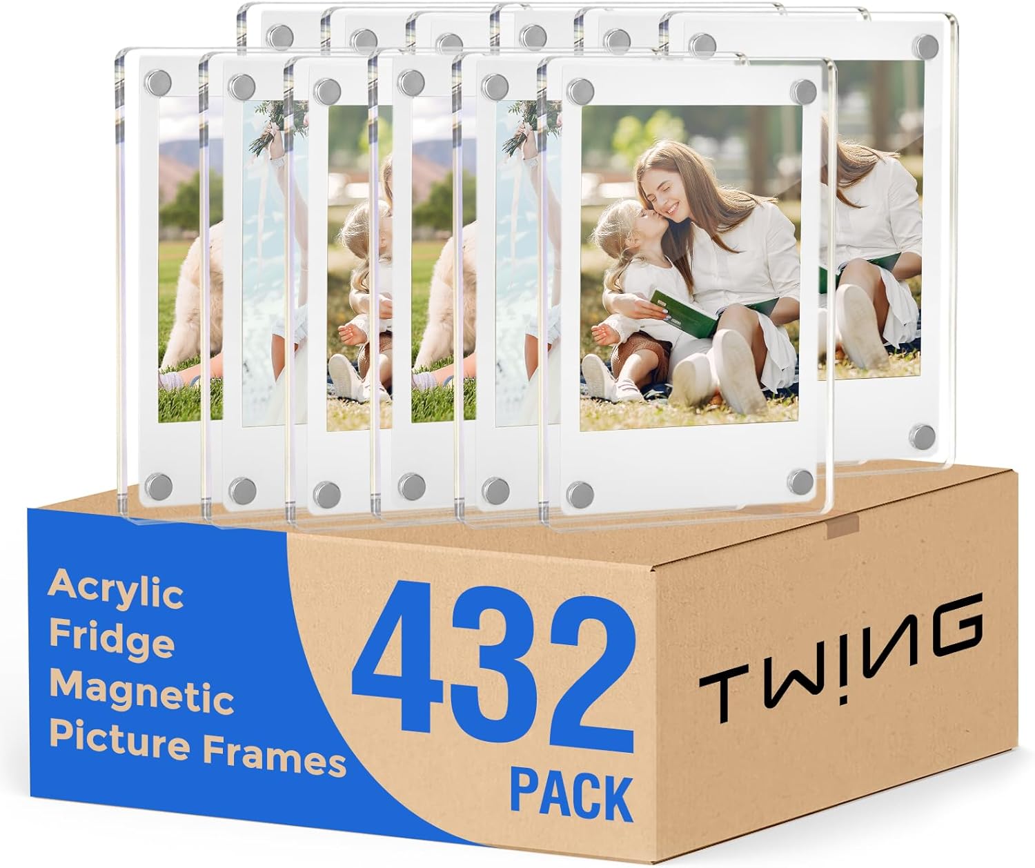 TWING 18 Pack Acrylic Fridge Magnet Frames, Double Sided Photo Refrigerator Magnetic Mini Photo Frame for Fujifilm Instax with Sticky Dots, Clear Picture Display Frame with Cloth, 2.4 x 3.5 Inch