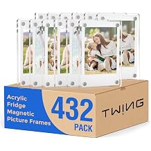 432 Pack 1 Box Acrylic Fridge Magnet Frames 2.4 x 3.5, Double Sided