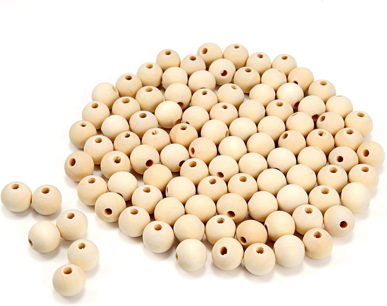 VABNEER Wooden Bead, 97-100Pcs Natural Beads Round Wood Beads for Crafts DIY Handmade Decorations Craft Making (18mm)