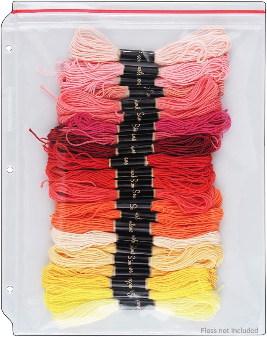 StoreSMART – Zip-Top Embroidery & Cross-Stitch Floss Thread Holder Binder Page – 8 ½” x 11” - 10-Pack - (VH309-FLOSS-10)