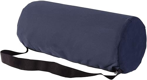 DMI Cojín lumbar con soporte de respaldo enrollable, cojín lumbar de espuma con funda y correa, color azul marino