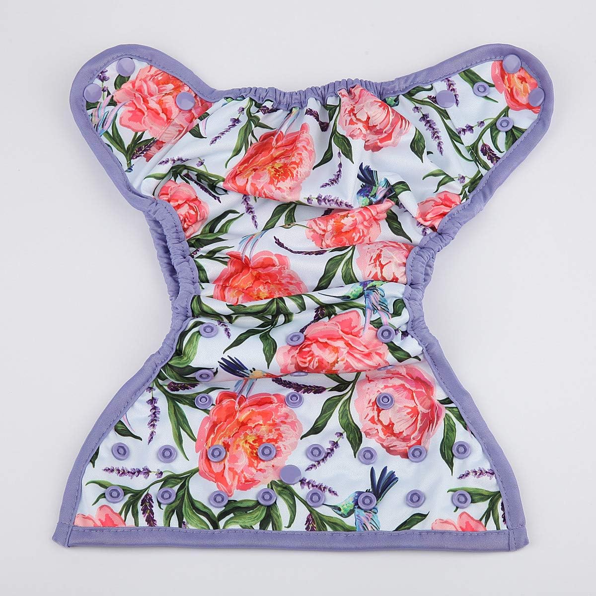 One Size Cloth Diaper Cover Snap With Double Gusset (Hummingbirds)