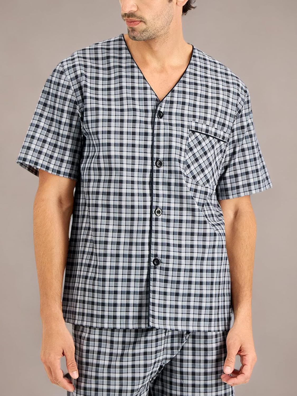 Hanes Men’s Pajamas Set, Button Down Sleepwear, 2 Piece Short Sleeve Pjs, Pijama de Dos Piezas para Hombre - Image 5