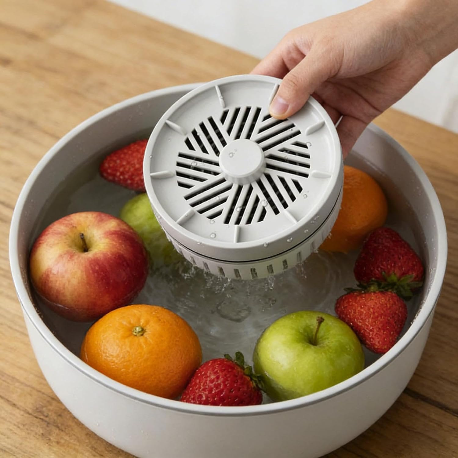 Portable Deep Clean Fruit Vegetable Purifier, Portable Wireless USB Rechargeable Food Cleaner, Remove Residue for Fruit Vegetable Meat Seafood Grain Kitchen Use. (White)