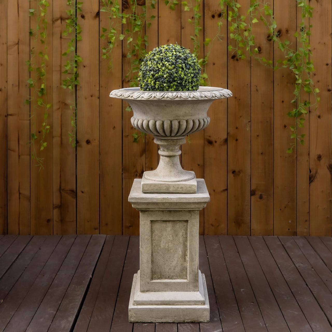 Osn Very Large Stone Cast Victorian Garden Urn And Plinth