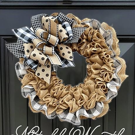 Charming Pumpkin Burlap Wreath: A Rustic Autumnal Adornment