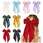 Hair Bows for Women Girls 8 PCS Hair Ribbon Bow Hair Clips with Long Tails Vintage Hair Accessories for Women