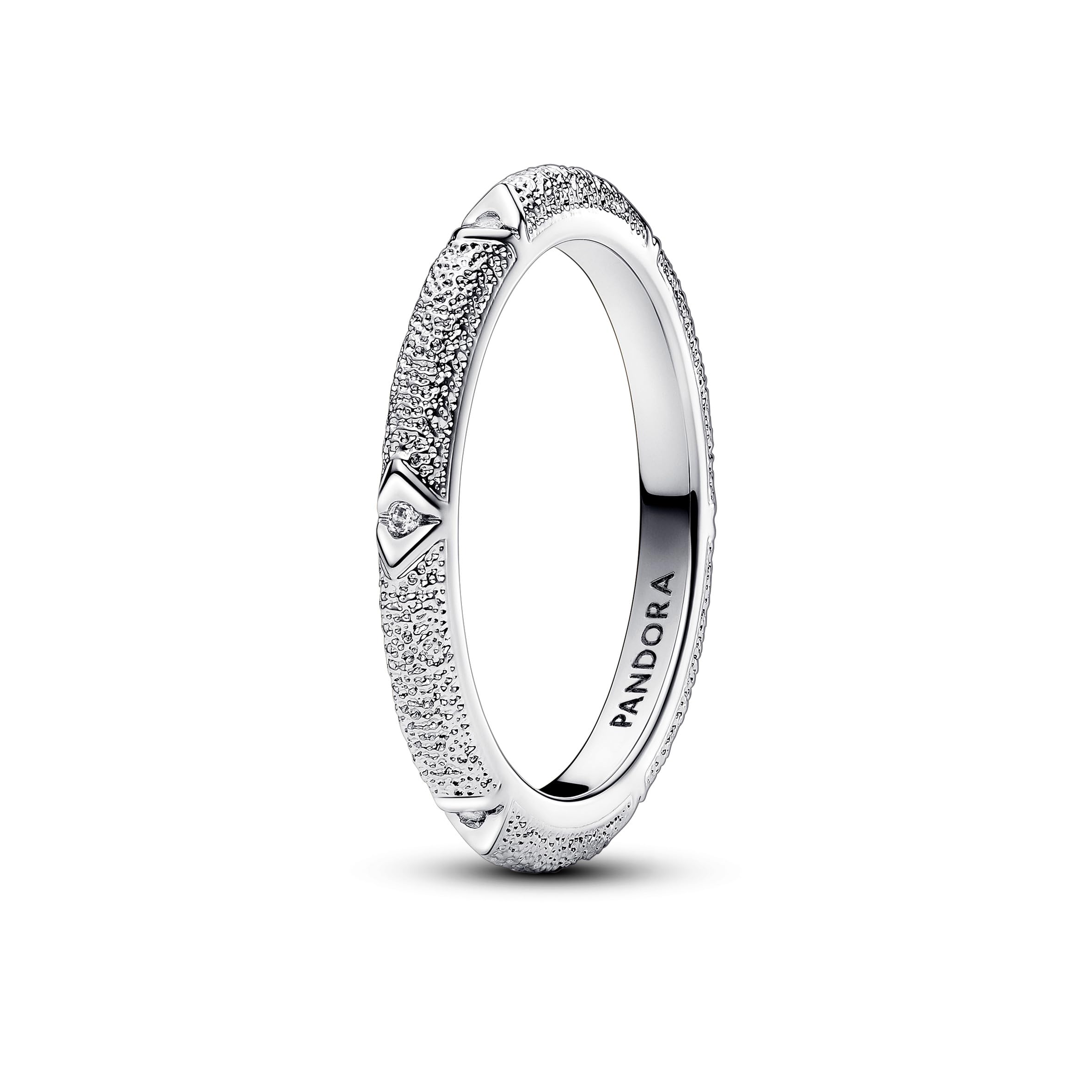 PANDORA ME Anillo con textura de plata de ley con circonita cúbica transparente