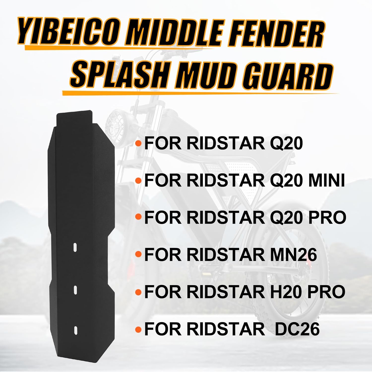 Upgraded Extended Version Middle Fender Splash Mud Guard for YVY & TST E-bike, Thickened Steel Mudguard,Central Dirt Protector Middle Mudguard Flap Middle Dust Cover for Ridstar