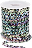 Vista 12 de [33 pies] Cadena Figaro de acero inoxidable, 0.138 in de ancho 304 cadenas de eslabones de acero inoxidable rollo a granel para fabricación de joyas