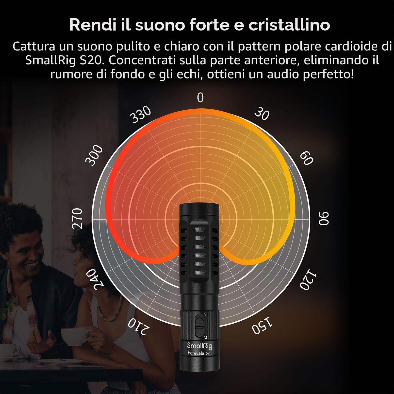 SMALLRIG On-Camera Microphone Microfono per Fotocamera, Video Microfono con Design Stereo Professionale per Fotocamere e Videocamere DSLR - 3468