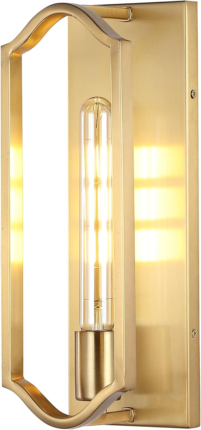 JONATHAN Y 4.75" Brass Gold Modern Bohemian Wall Sconce, LED Light for Bathroom Vanity Hallway, Mid-Century Glam Iron Sconce with Dimmable Edison LED Bulb Included JYL9916A