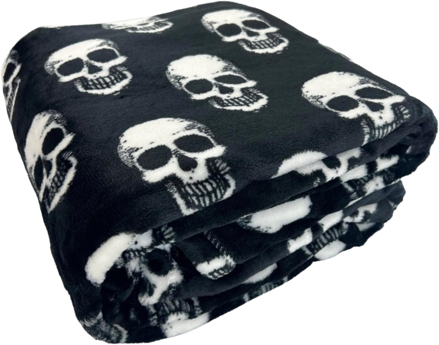 Halloween Fleece Throw Blanket: White Skulls on Black Velvety Soft Extra Large 70 x 50 for Sofa Bed Couch Chair Dorm - Image 4