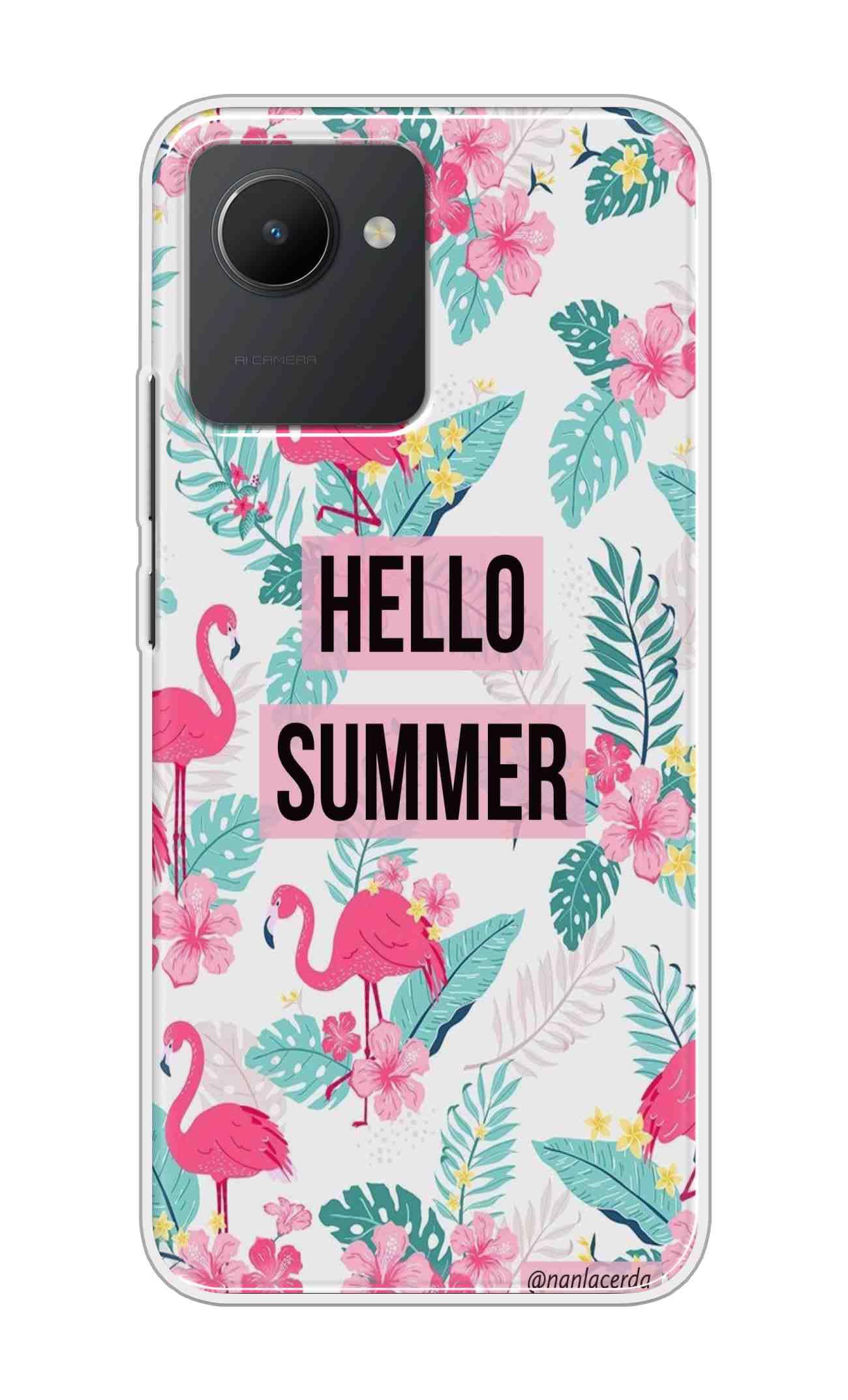 The Little Shop Designer Printed Soft Silicon Back Cover for Realme C30 (Flamingo Summer)