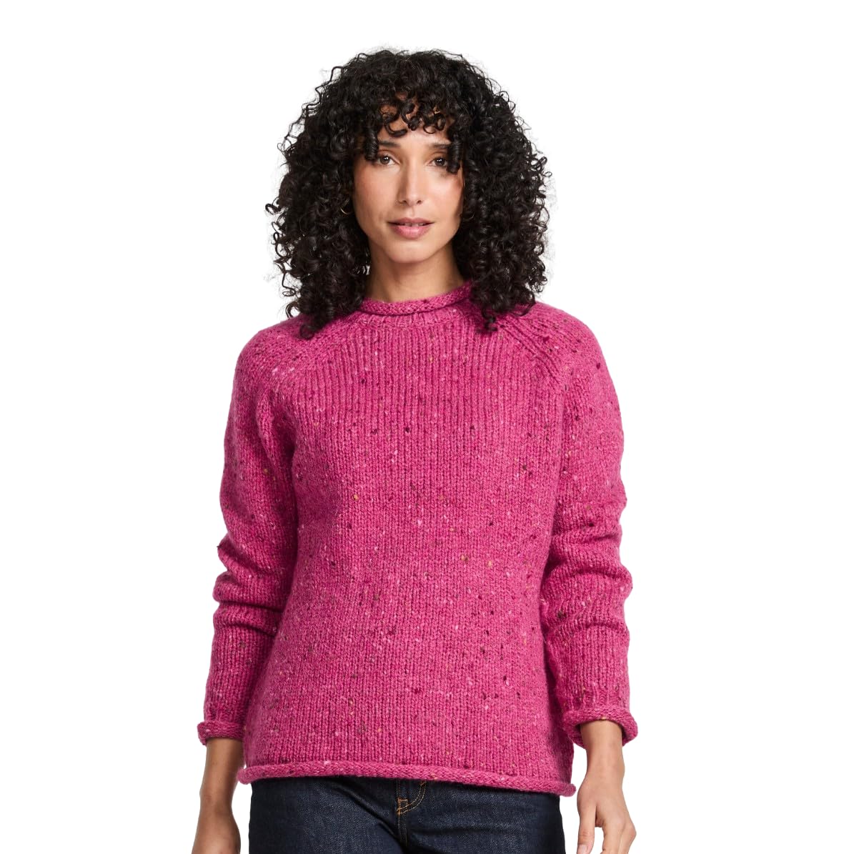 Aran Woollen Mills Brackloon Womens Fisherman Roll Neck Sweater 100 Donegal Tweed Pure Irish Wool