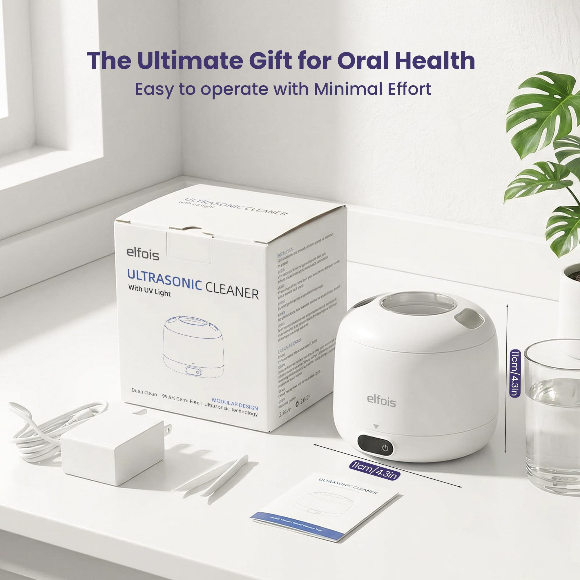Ultradźwiękowa maszyna do czyszczenia ustalającego z UV - 45 kHz trwały środek czyszczący 4 tryby czyszczenia, odłączana konstrukcja do Invisalign, Aligners, nocnych ochraniaczy, ochraniaczy ust i