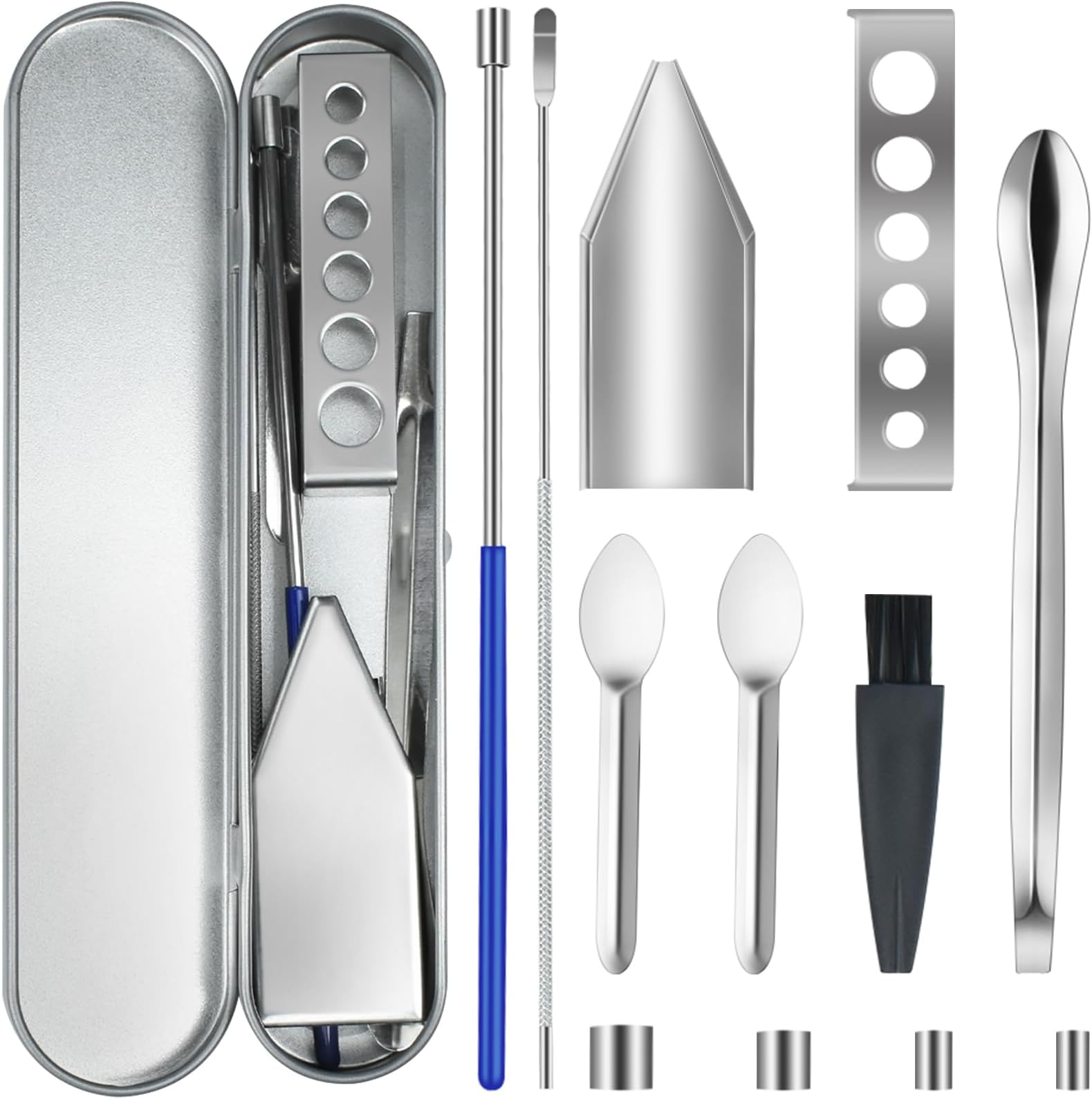 Artcome 12 PCS Versatile Capsule Filling Tool Kit for Pill Filler - Lab Scoops, Powder Pan, Herb Tamper and Capsule Holder - Ideal Tools for Medication and Supplements - Capsule Sizes 000 00 0 1 2 3