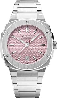 Unisex Quartz Alpiner Watch, Silver-Tone Stainless Steel Bracelet Pink Dial Style: AL-220PI2AE6B