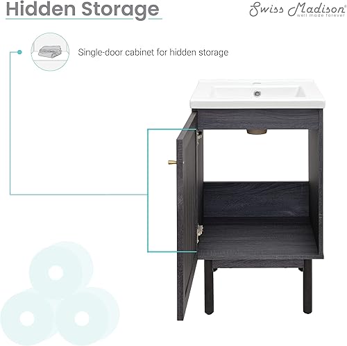 Vista 100 de Swiss Madison Classe - Lavabo de baño de roble de 24 pulgadas incluido