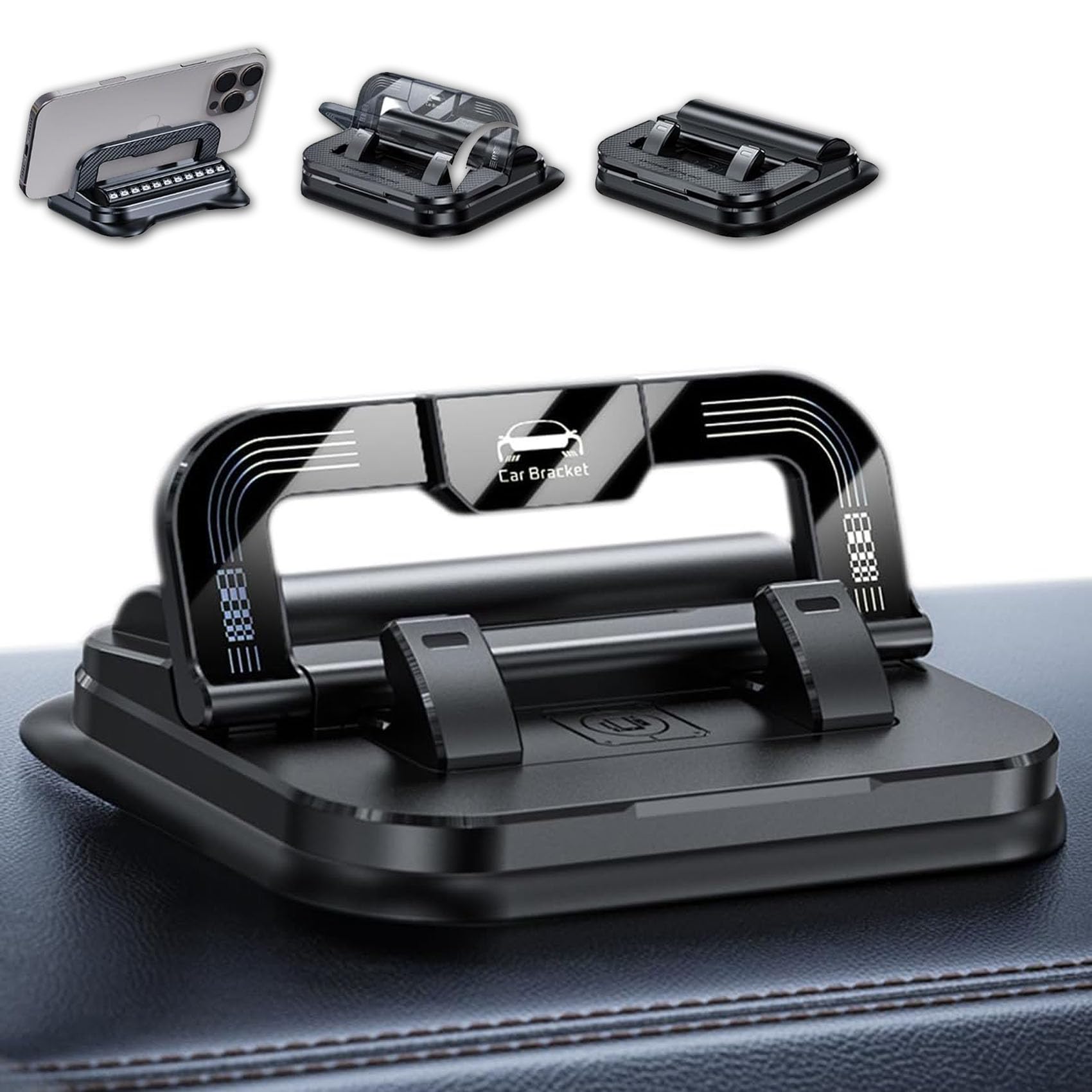2026 Upgraded 2in1 Car Phone Holder 360 Degree Rotation for All Phones Non-Slip Adjustable One-Touch Lock Suction for