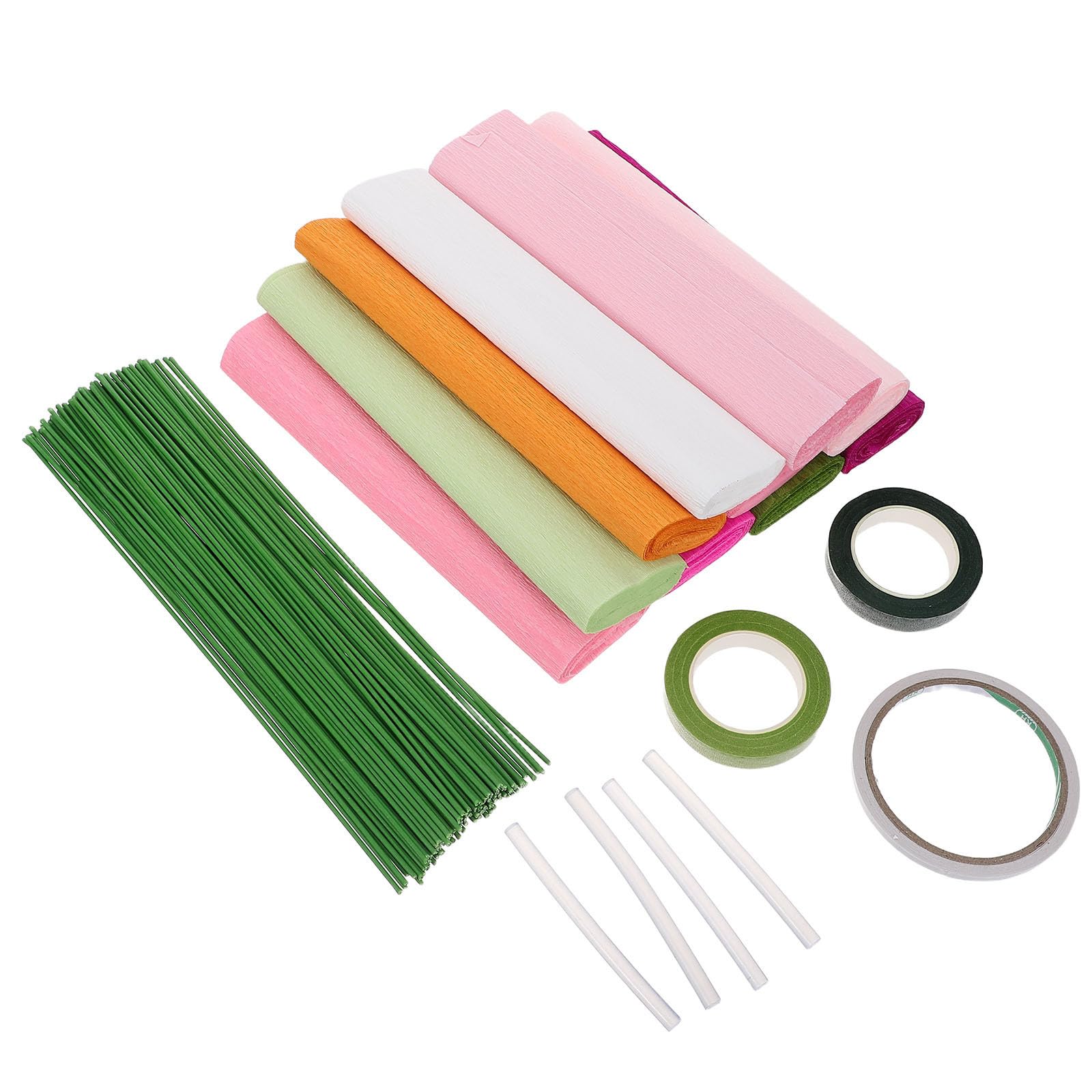 Lurrose Kit de Flores de Papel Arrugado Hojas Precortadas y Accesorios para Manualidades Diy, Solución Versátil y Diseño Fácil para Principiantes en Artesanía
