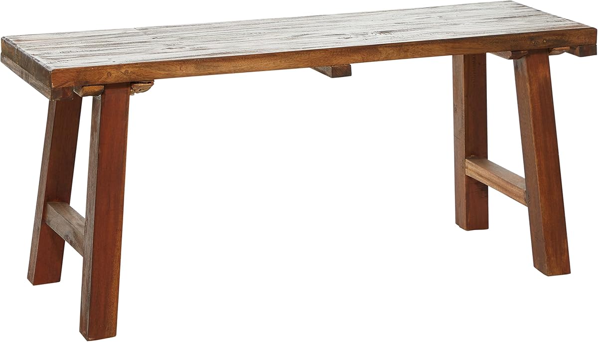 Wood Handmade Home Bench Natural Entryway Bench, Bedroom Bench 44" x 14" x 19", Brown