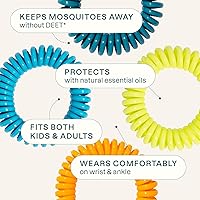 Vista 2 de Cliganic Paquete de calcomanías de pulsera repelente de mosquitos para niños y adultos, multicolor, natural, sin DEET, con aceite esencial, 20