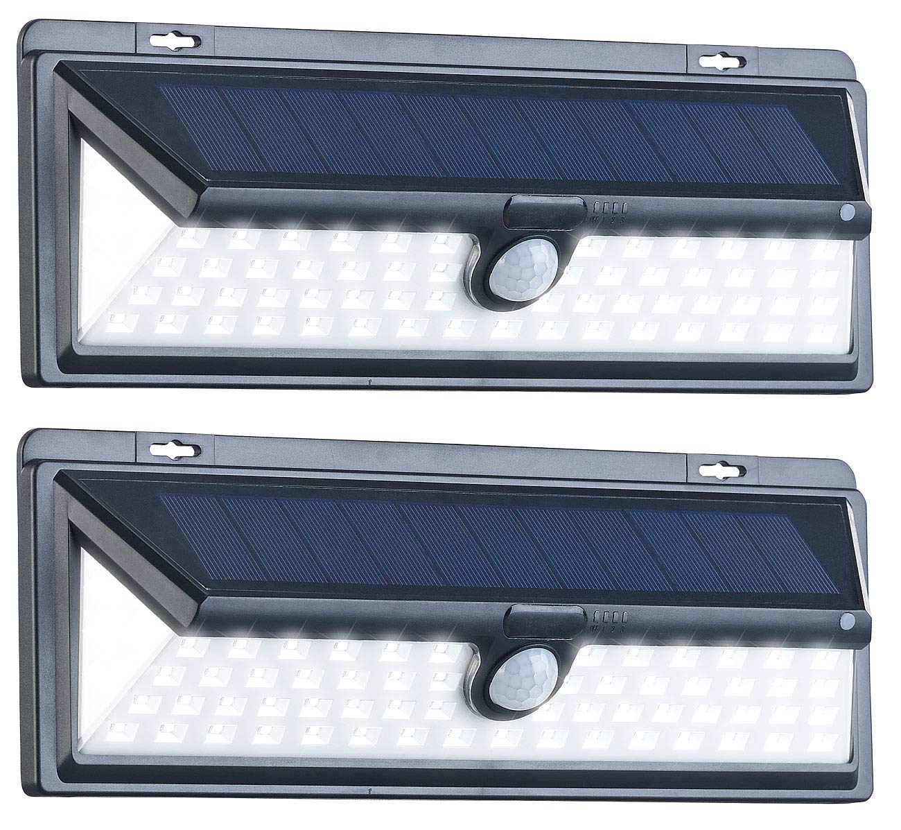 Luminea Solar Außenleuchten: 2er-Set Solar-LED-Wandleuchten, Bewegungs-Sensor, Akku, 800 lm, 13,2 W (LED-Nachtlicht, Licht-Sensor-Lampen, Akkus)