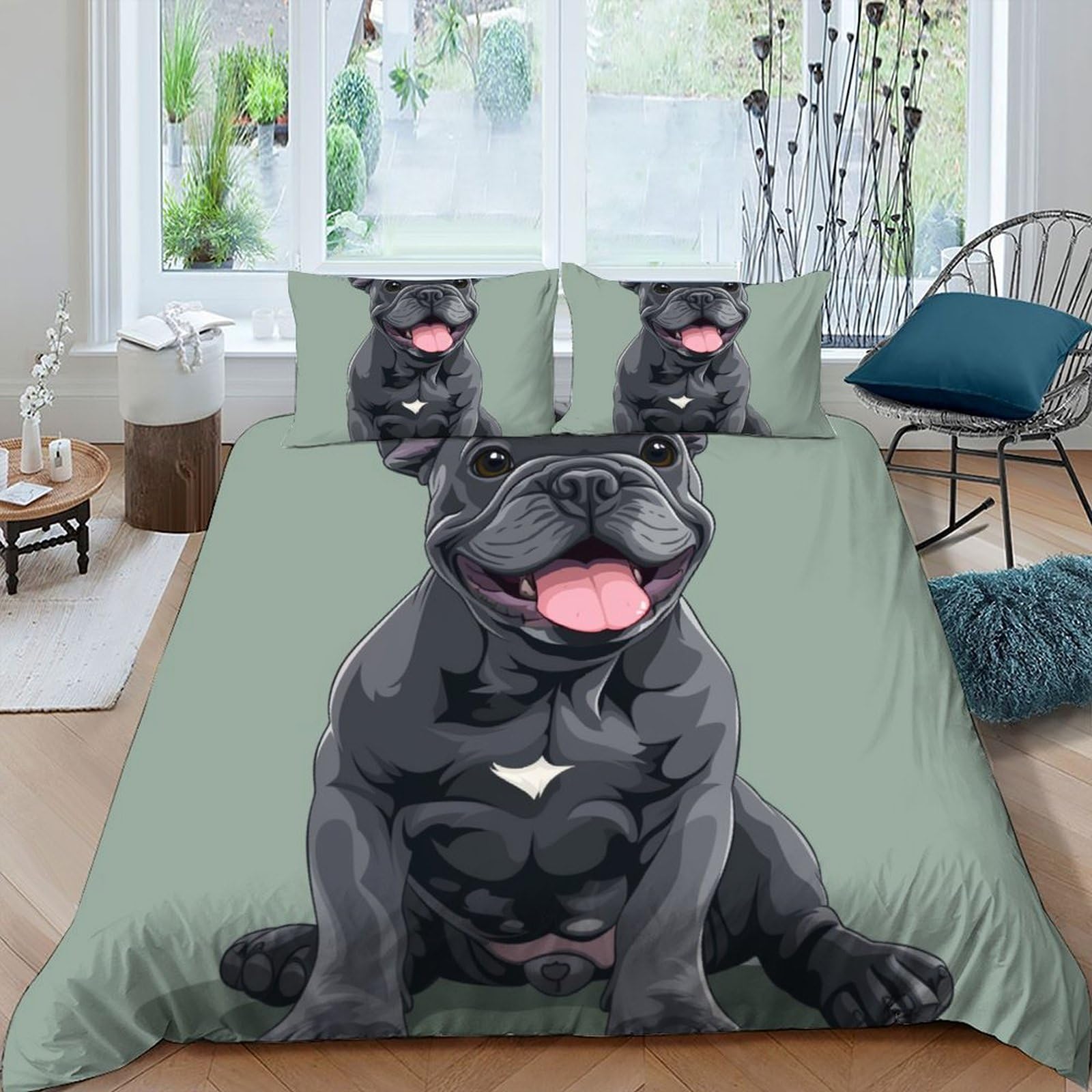 Chien housse de couette sauvage 3D avec fermeture éclair pratique pour lit King 220x240