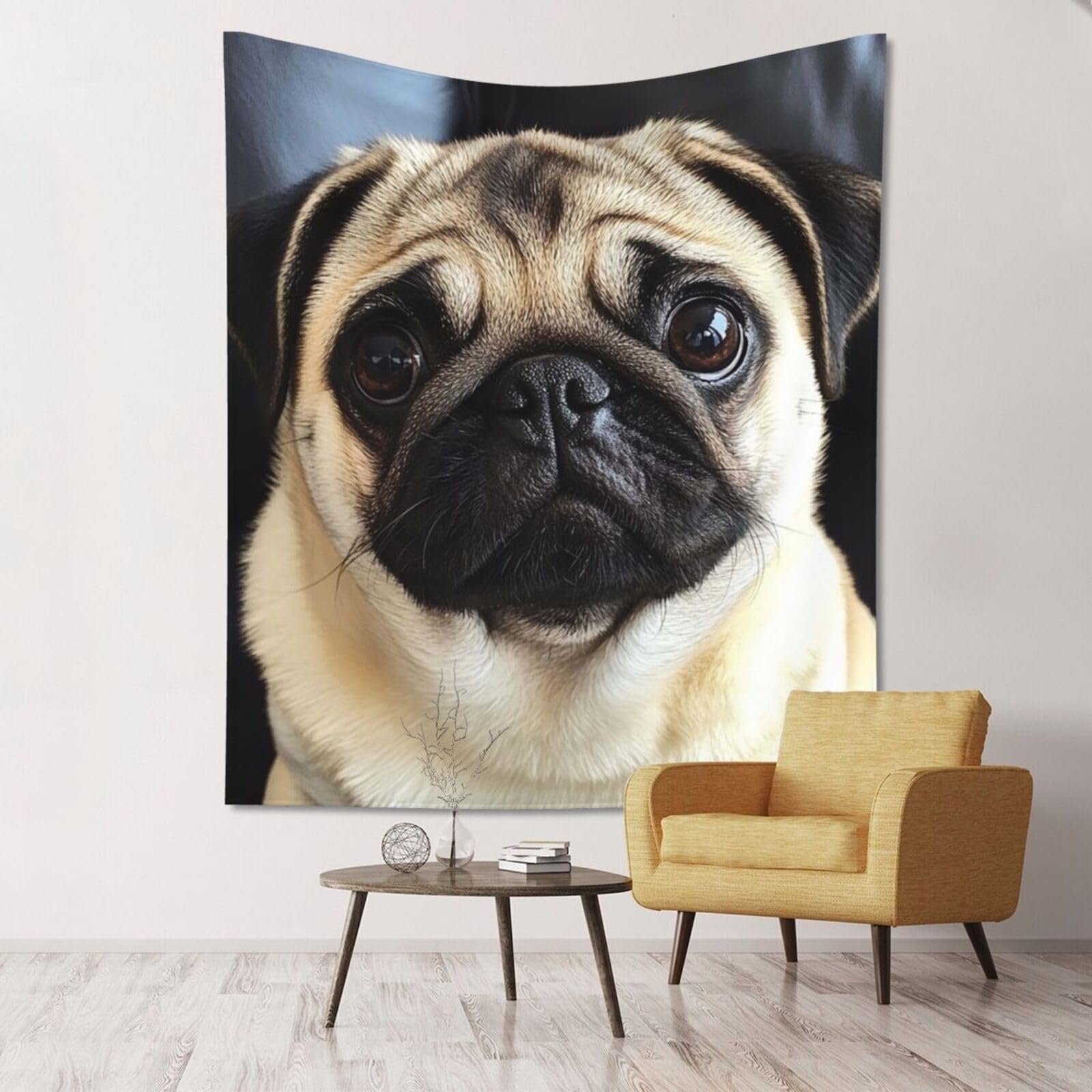 XOPEKVLAWM Tapestry Wall Hanging for Bedroom Aesthetic Wall Mural Tapestries 152x130 cm Art Backdrop Cute Pug Dog Tapestries Landscape Poster Tapestry for Living Room Dorm Office Home Decor
