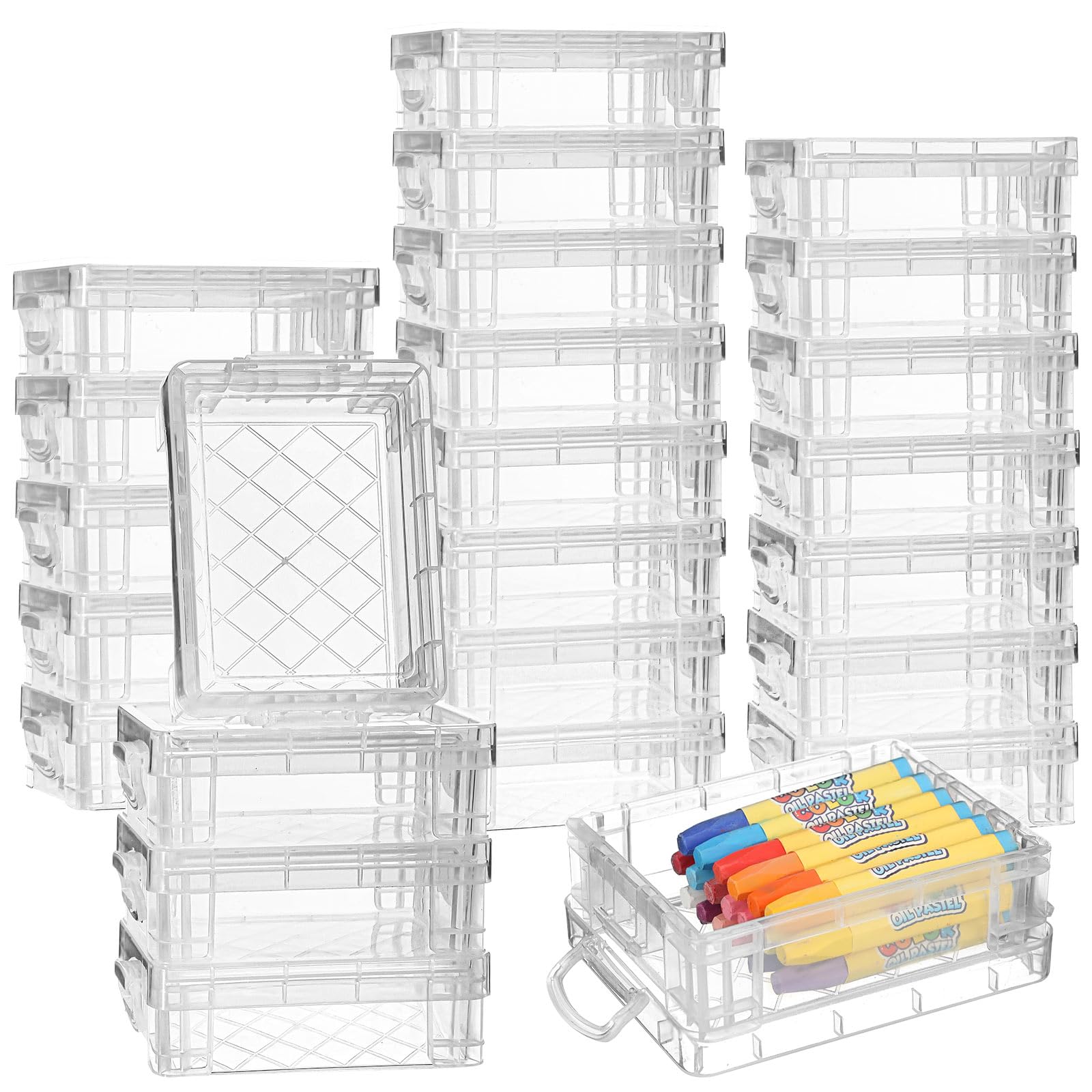 Suzile 25 Pcs Plastic Crayon Boxes Bulk,Clear