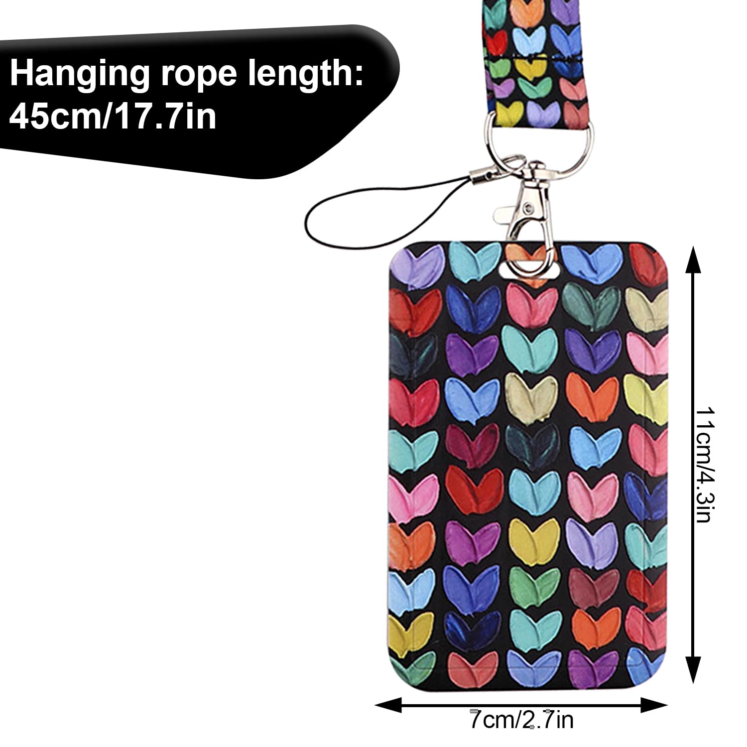 Rumyve 1 Piece Badge Holders with ID Lanyards - Variety of Patterns - Durable PVC Material - 45cm Lanyard Length(Colorful Heart) - Image 2