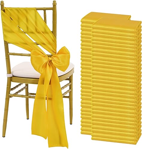 Miniatura 8 de fani 60 cintas de satén negras de 7 x 108 pulgadas para silla, fundas universales para silla, bodas, fiestas de cumpleaños, celebraciones, hoteles