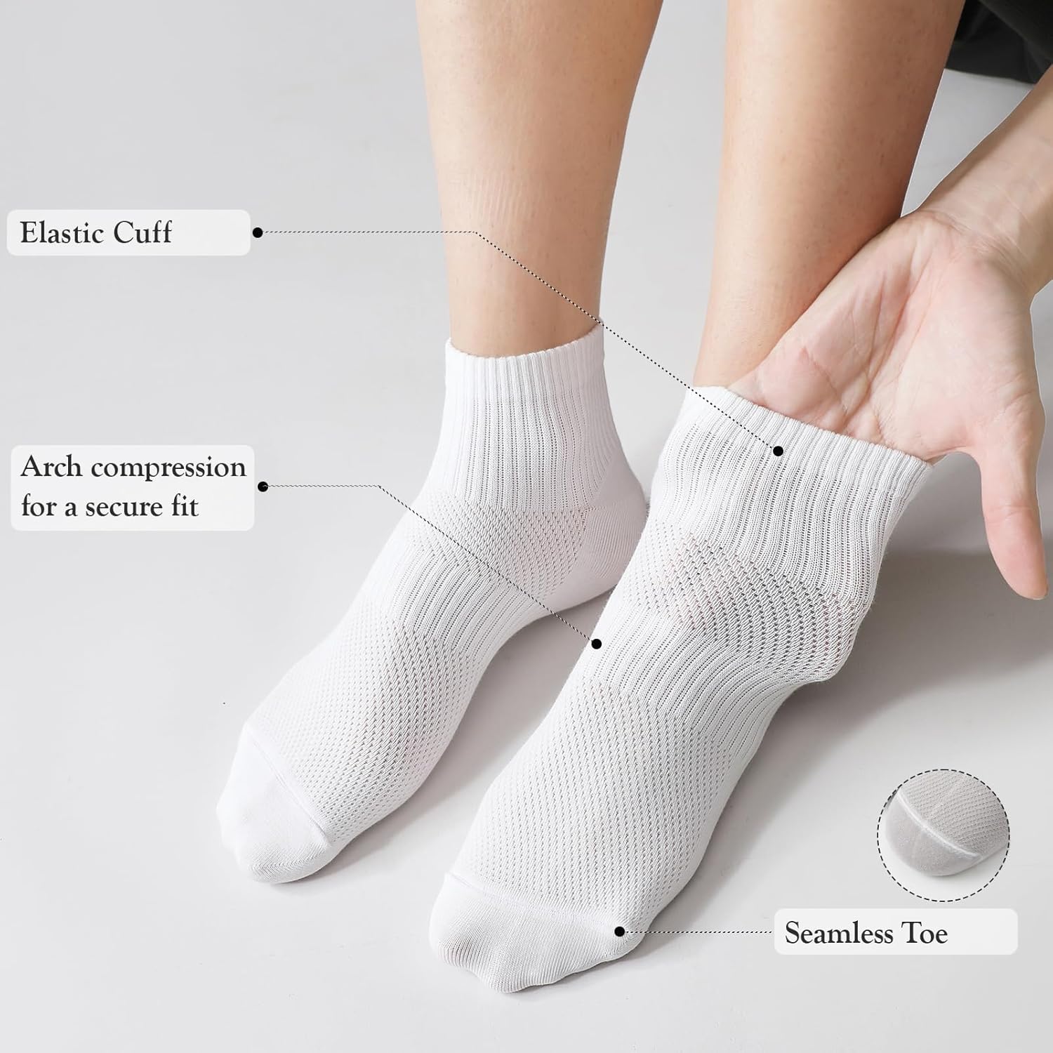 Men's Mesh Ankle Thin Socks (5-Pairs) - 95% Cotton Breathable, Stretch Fit Everyday Socks Casual - Size Fit 6-12 6-12 Color#02:black
