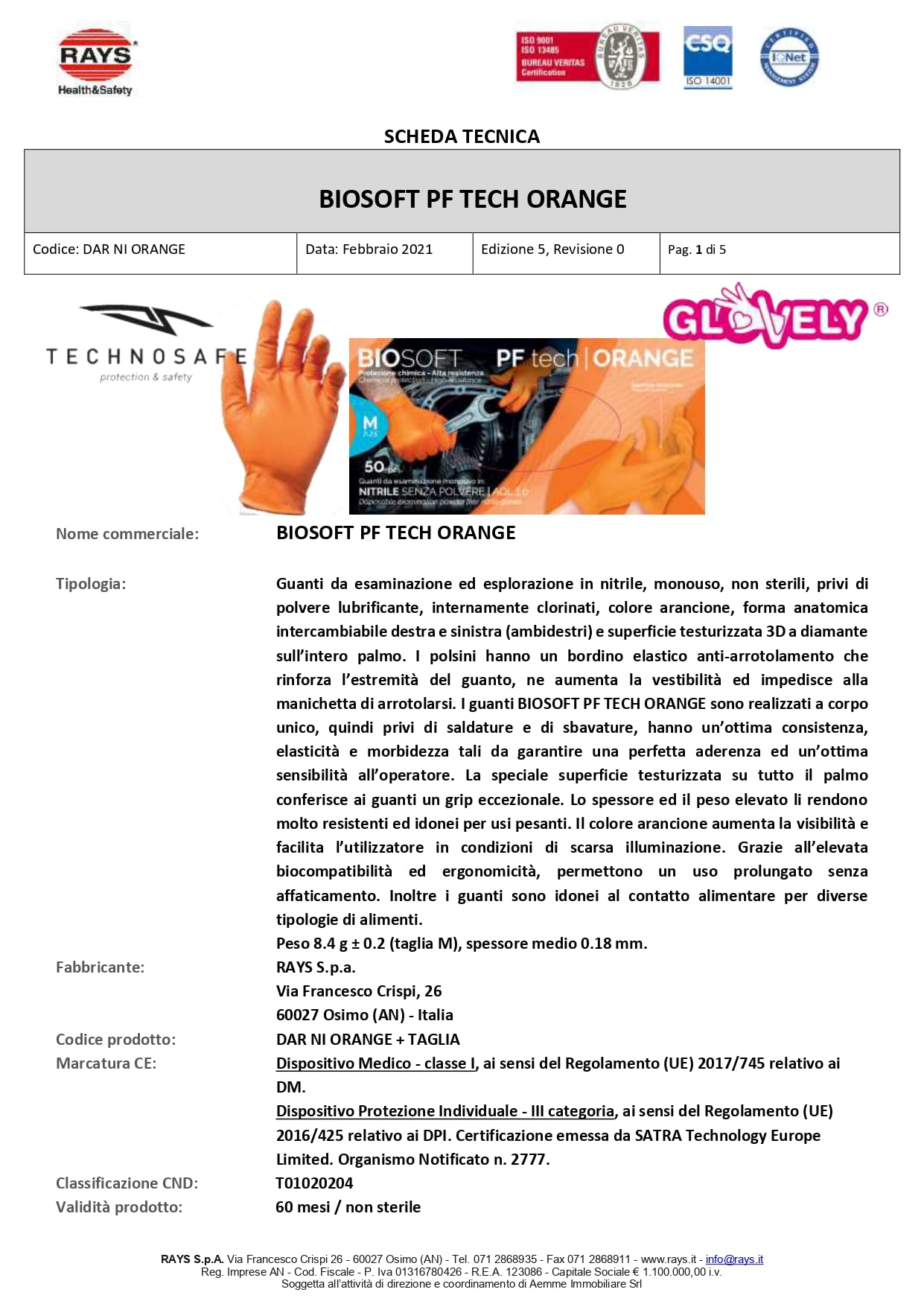 Guanti In Nitrile Arancione Taglia S - Senza Polvere E Idonei Alimentari