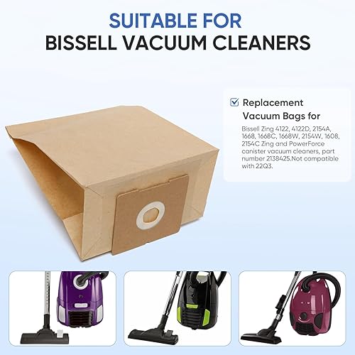 Miniatura 2 de Paquete de 20 bolsas de vacío de repuesto compatibles con aspiradora Bissell Zing 4122, 2154A, 2154W, 2154, 4122D, 1668, 1668C, 1668W, 1608, 2154C,